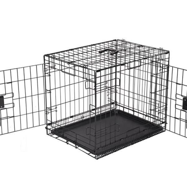 Amazon Basics - Durable,Foldable Metal Wire Dog Crate with Tray, Double Door, Divider, 24 x 18 x 20 Inches, Black