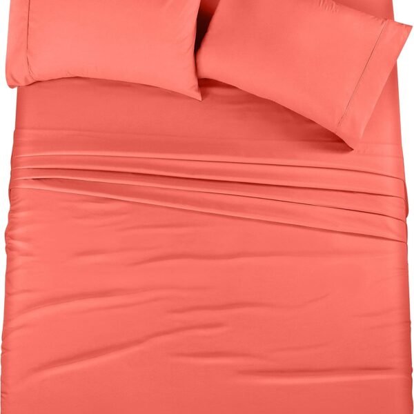 Utopia Bedding Full Bed Sheets Set - 4 Piece Bedding - Brushed Microfiber - Shrinkage and Fade Resistant - Easy Care (Full, Coral)