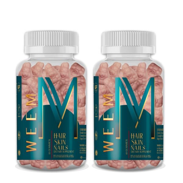 WEEM Hair Skin and Nails Gummies - Supports Healthy Hair - Vegan biotin Vitamins for Women & Men Supports Faster Hair Growth, Stronger Nails, Healthy Skin, Extra Strength (2)